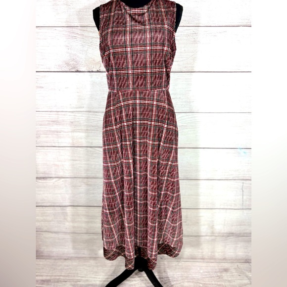 Anthropologie eri+ali Romy Plaid Velvet midi dress size S - Picture 2 of 7